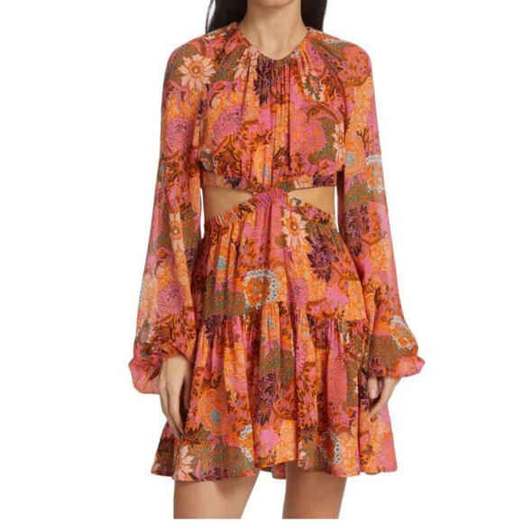 A.L.C. Dresses & Skirts - A.L.C. Izzy Dress Floral Silk Cutout Dress Colorful Summer Boho Vacation Size 12